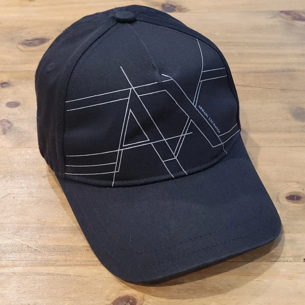 Armani Exchange Hat Cap Snapback Black AX Big Logo One Size Adjustable